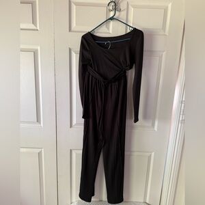 Women's Black Long-Sleeve Jumpsuit